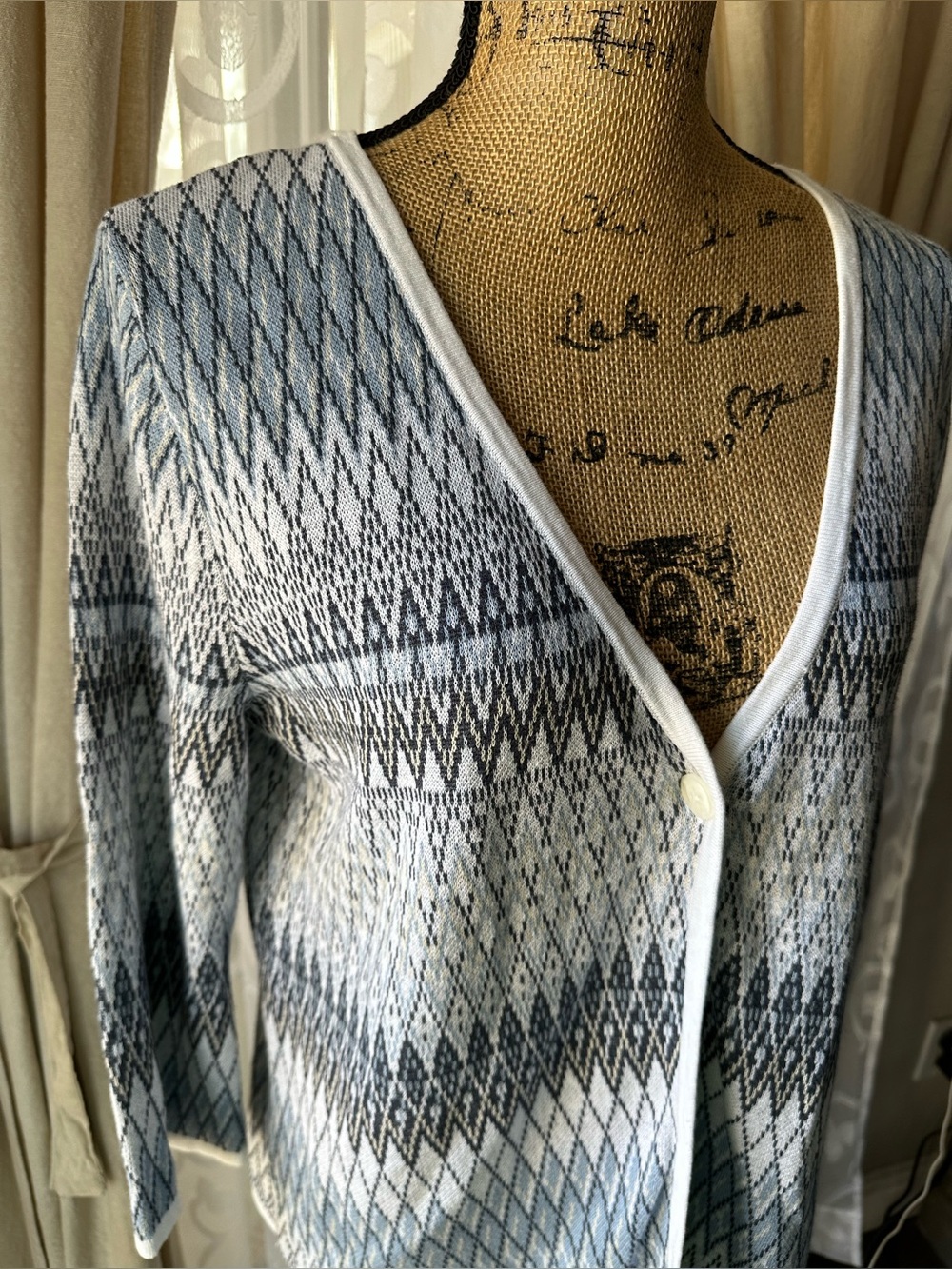 Pendleton Aztec Pattern Single Button Closure Cardigan Linen/Cotton - Picture 3 of 10